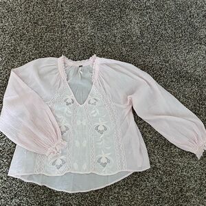Free People Light Pink Sheer Blouse